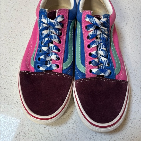 Vans Women's Old Skool Frayed Laces Port Royale Colorblock Suede Skate Sneakers - Picture 2 of 7